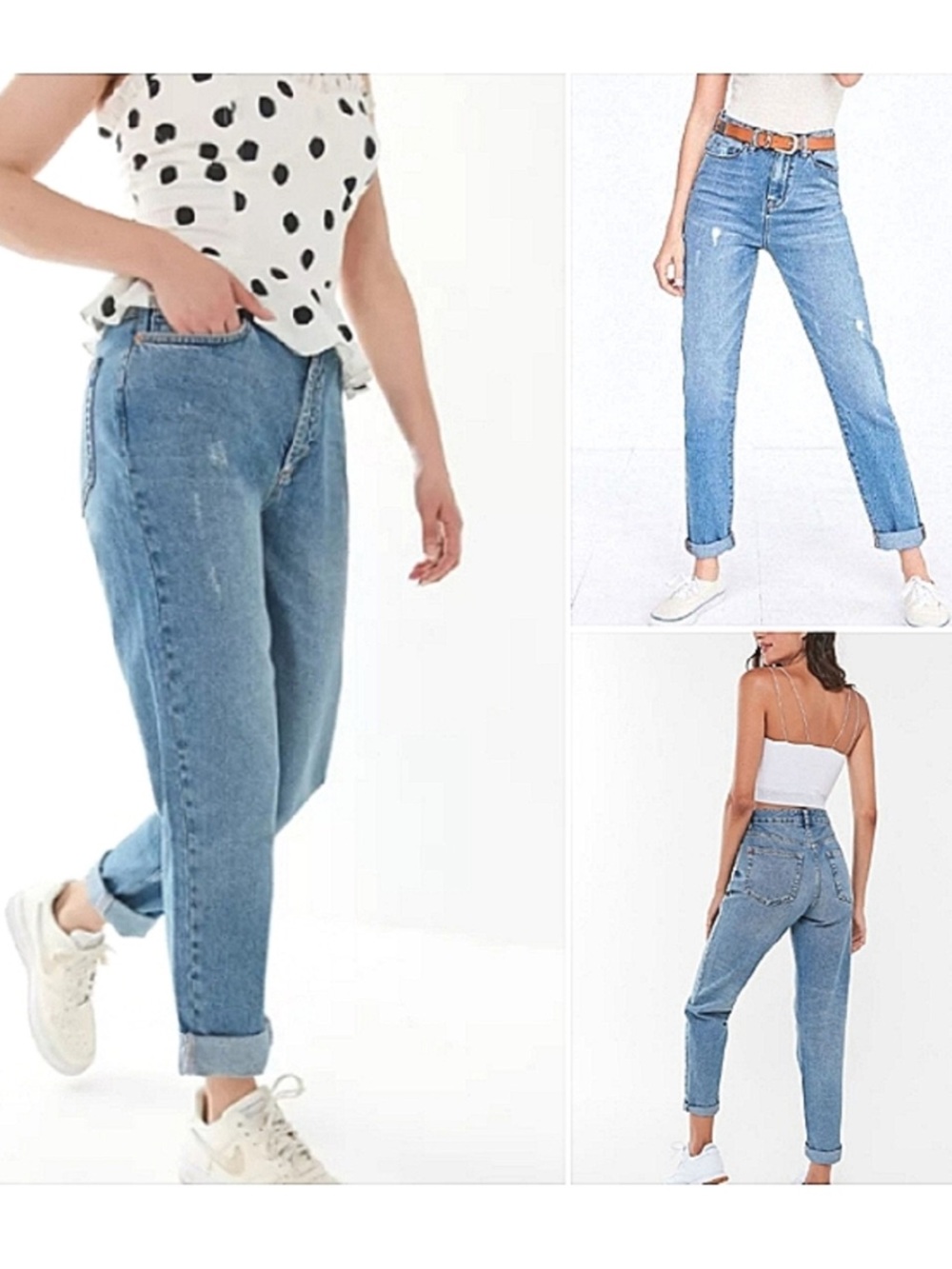 BDG UO High Waisted Medium Wash Distressed Blue Mom Jean